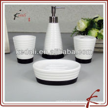 4 pcs white porcelain with wooden base porcelain bath set